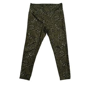 Zella Women’s Ultra High Waist Ankle Leggings Large Green Cheetah Print